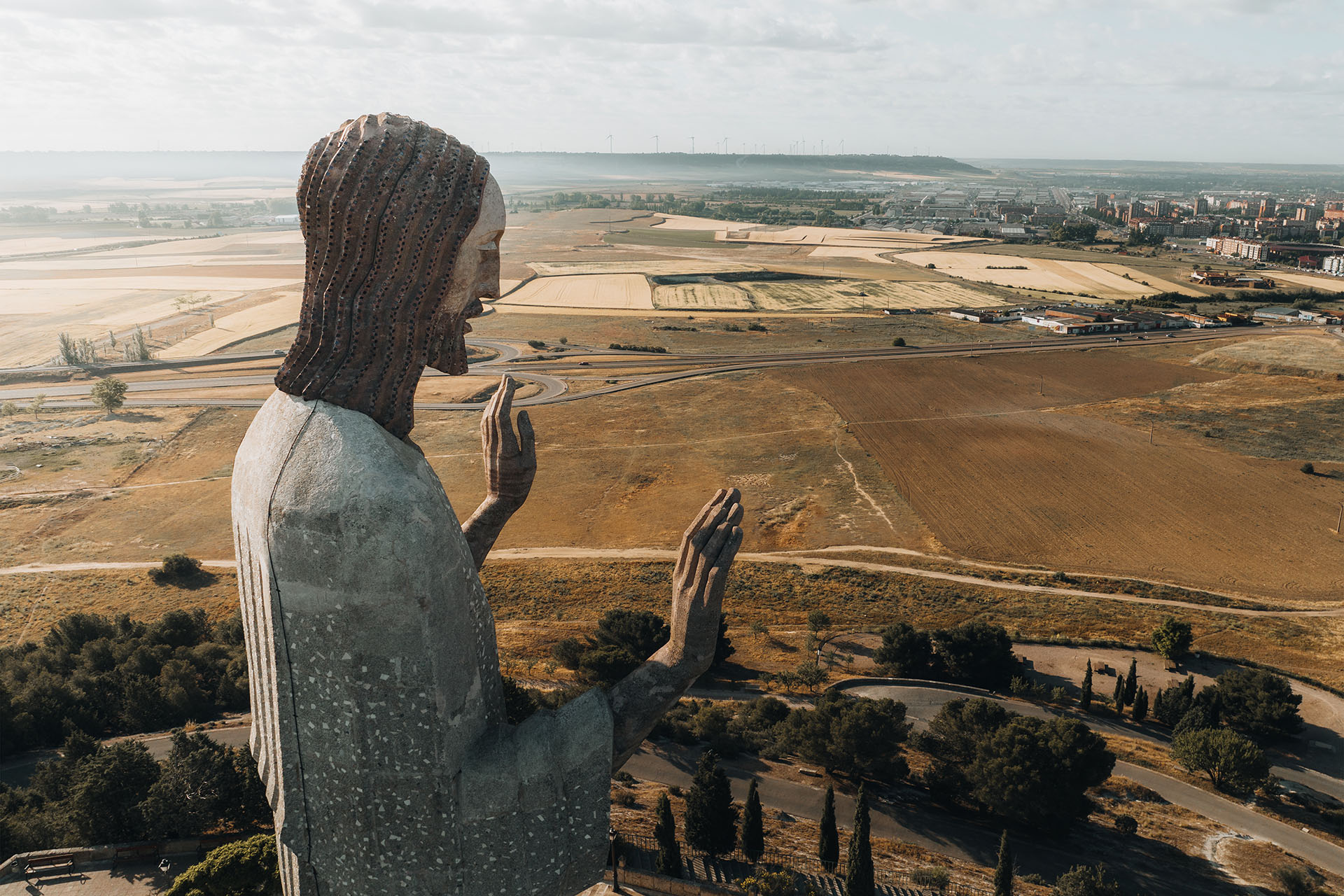 Vista aérea del Cristo del Otero de Palencia
